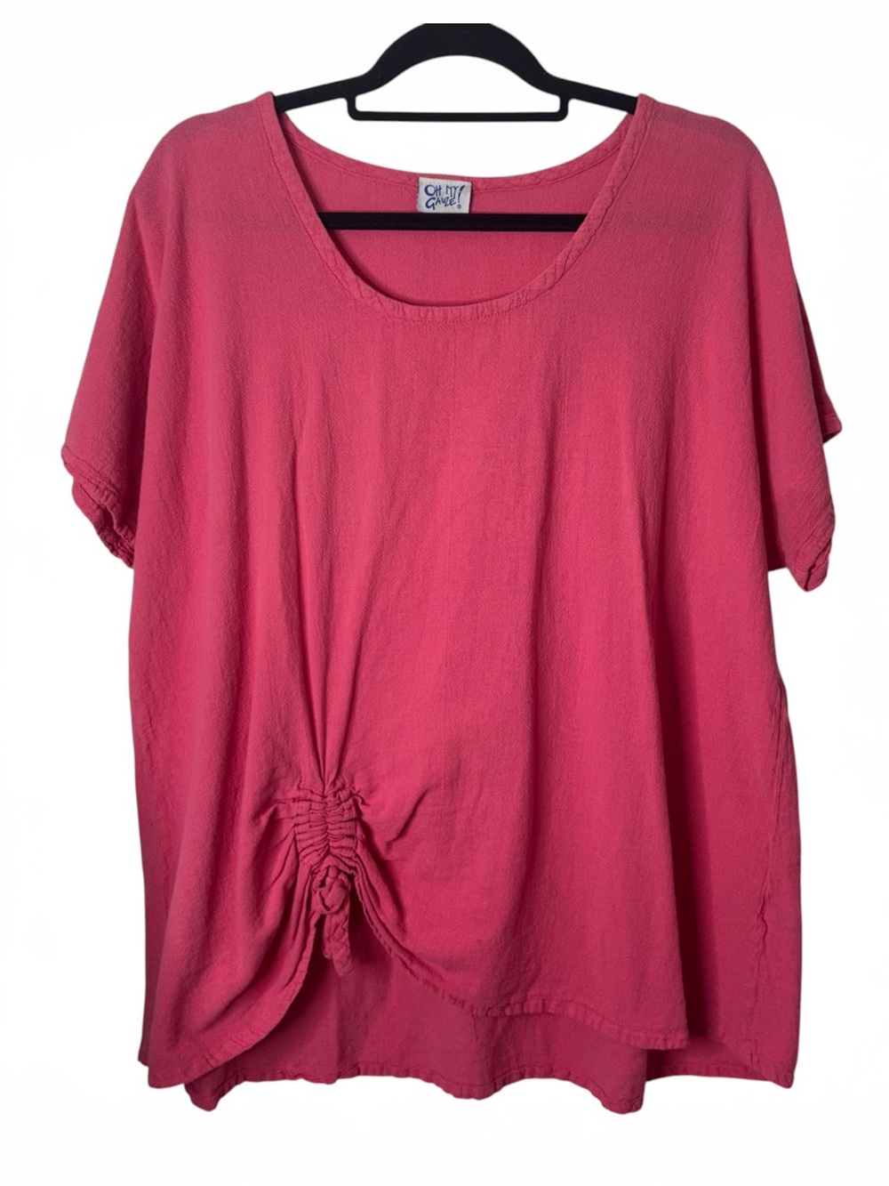 Oh My Gauze Pink Cotton Gauze Top Size XXL Ruched Beach Boho
